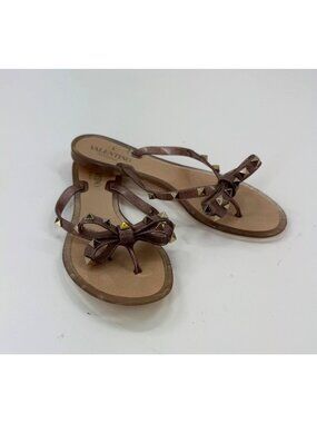 Valentino Garavani Rockstud Bow Jelly Thong Sandals Brown Size 39 US 8.5 Italy
